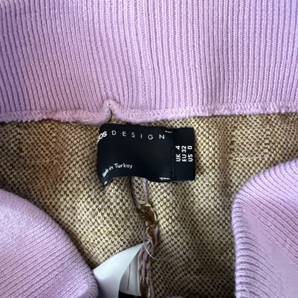 ASOS Geometric Print Purple/Brown Knit Flare Pant Size 0 - Picture 2 of 9